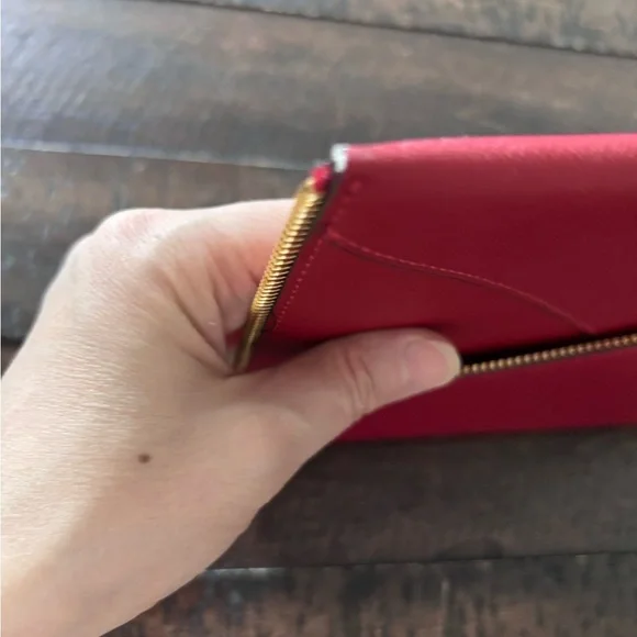Rebecca  Minkoff Red Saffiano  Leather  Envelope Clutch - Picture 7 of 8